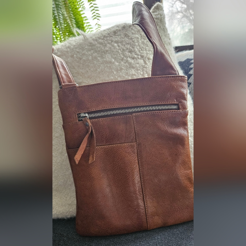 Latico Rich Tan Leather Crossbody Bag